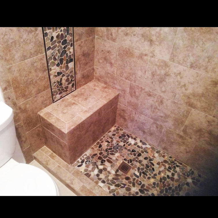 River Rock Tile Bathroom Floor Flooring Ideas